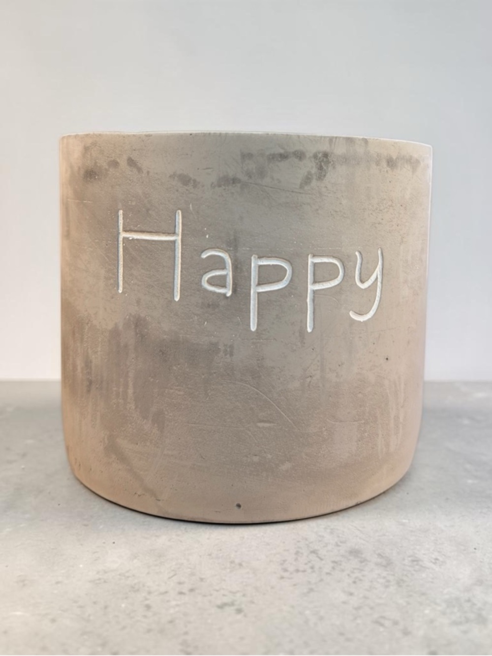 6” Cement Planter “Happy” – Modern Minimalist Heavy Pot